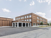 The school complex, a hybrid construction of wood and concrete, offers a lot of space for the students